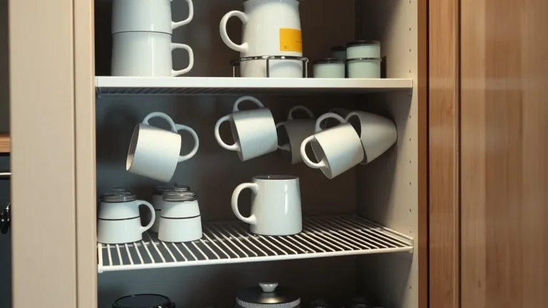 11 Steps to plan zones Mugs with Shelf Risers and Tiered Storage in a Pantry Shelf - Home Idea