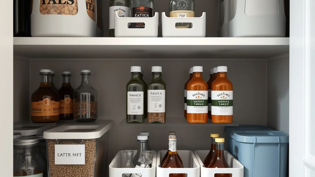A Practical Way to keep tidy Bottles in a Pantry Shelf - Home Idea