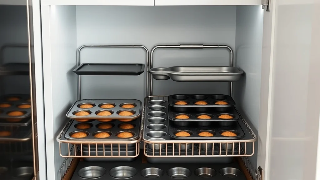 Baking Sheet and Pan Storage Setup in a Lower Cabinet That Keeps Muffin Tins Easy to Find - Home Idea