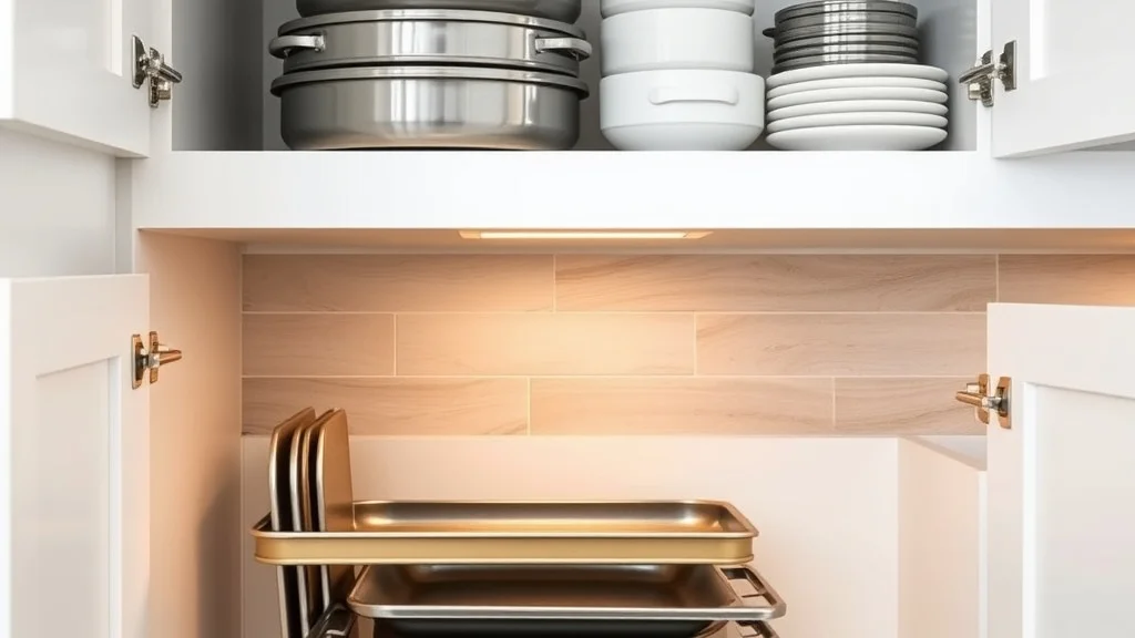 Baking Sheet and Pan Storage Setup in a Lower Cabinet That Keeps Pans Easy to Find - Home Idea